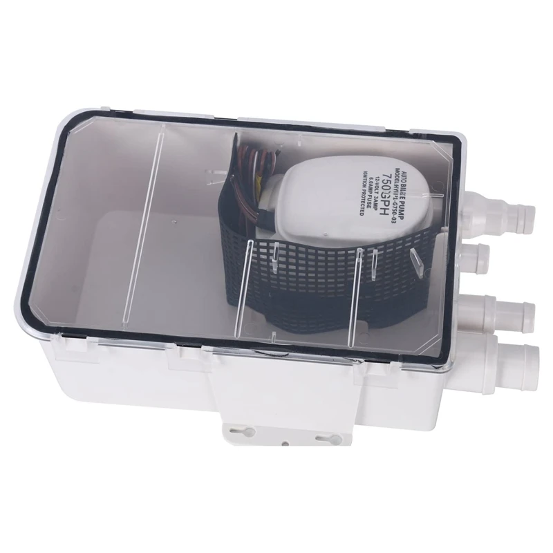 750 GPH Shower Sump Pump 12V Automatic Bilge Shower Drain Pump System Multi Port Marine Drain Kit System