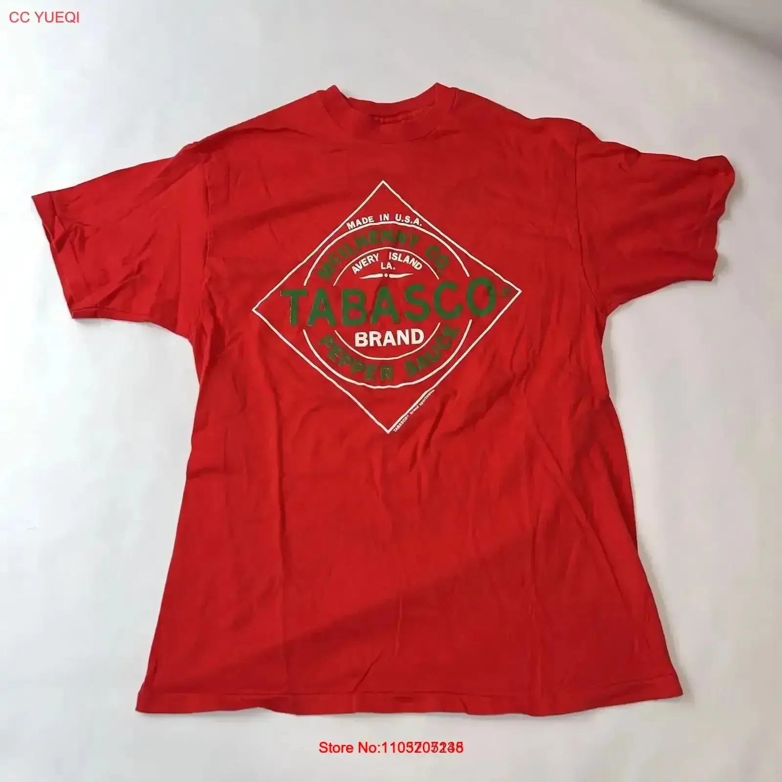 Винтажная футболка Tabasco 90-х годов L XL 21 5x28 5 Red Pepper Sauce США Промытая мягкая универсальная стильная повседневная слегка винтажная стираная футболка