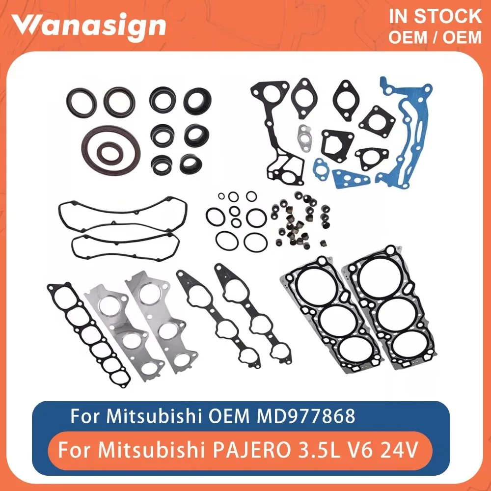 

Engine Full Gasket Set Overhaul Gasket Kit Fit 3.5 L 24V For Mitsubishi PAJERO Europe V65W V75W 6G74 3.5L V6 1998-2008 MD977502