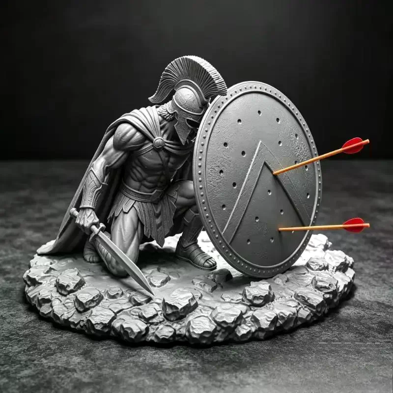 Spartan Warrior Statue Toothpick Holder Kneeling Greek Warrior Figurine 3D Printed Craft Desktop Home Office Decor Ornament