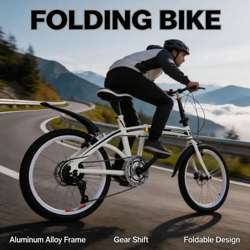 20-Inch Folding Bicycle - Portable & Compact Commuter Bike for Urban Travel Stylish & Convenient Foldable Bicycle for Adults