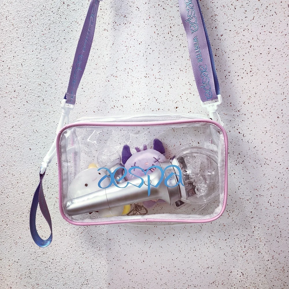 Aespaing Transparent Crossbody Bag Kpop Concert Peripheral Daily Shoulder Bag Korean Kawaii Cute Girl PVC Storage Bag Fans Gift