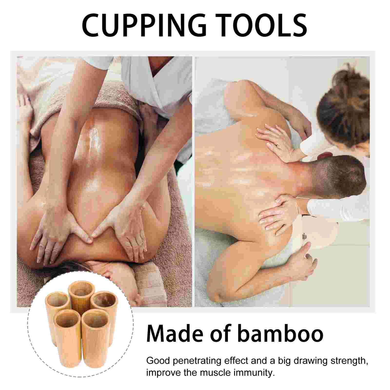 5 Pcs Bamboo Cupping Body Care Tool Massage Jar Major Home Professional Vacuum Suction