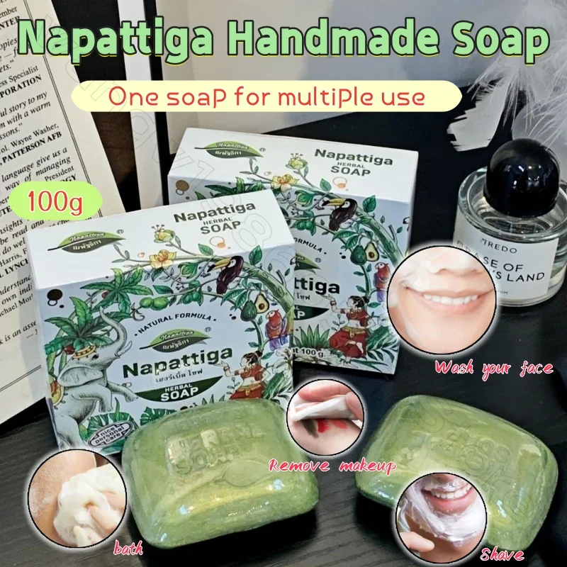 Thailand Napattiga Handmade Soap 100g One soap Multi-purpose Wash Face and Bath Natural Cleaning Handmade Soap