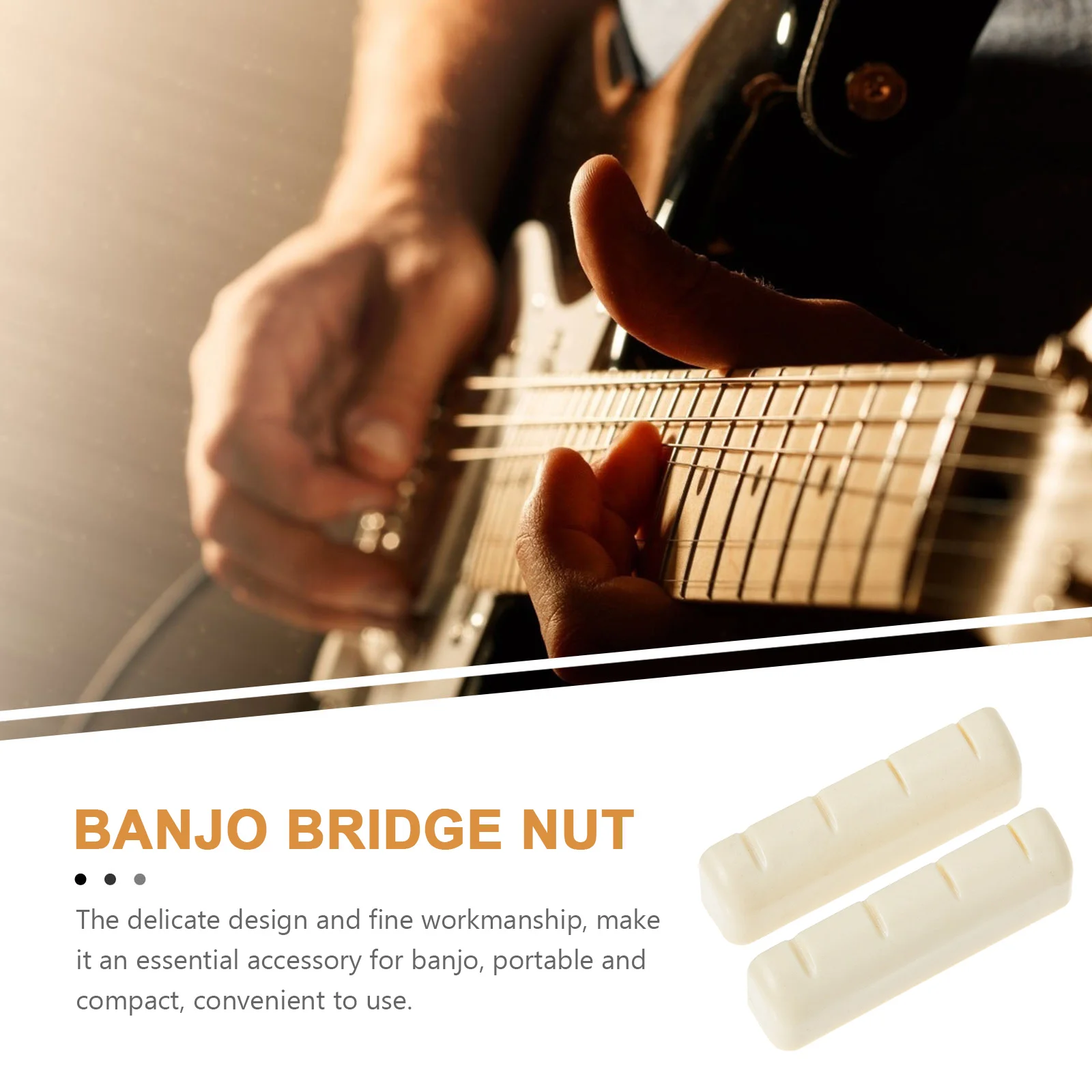 

2pcs Banjo String Nuts White ABS Replacement Bridge Saddle for Guitar Accessories Durable Noise Reduction Tone Enhancement