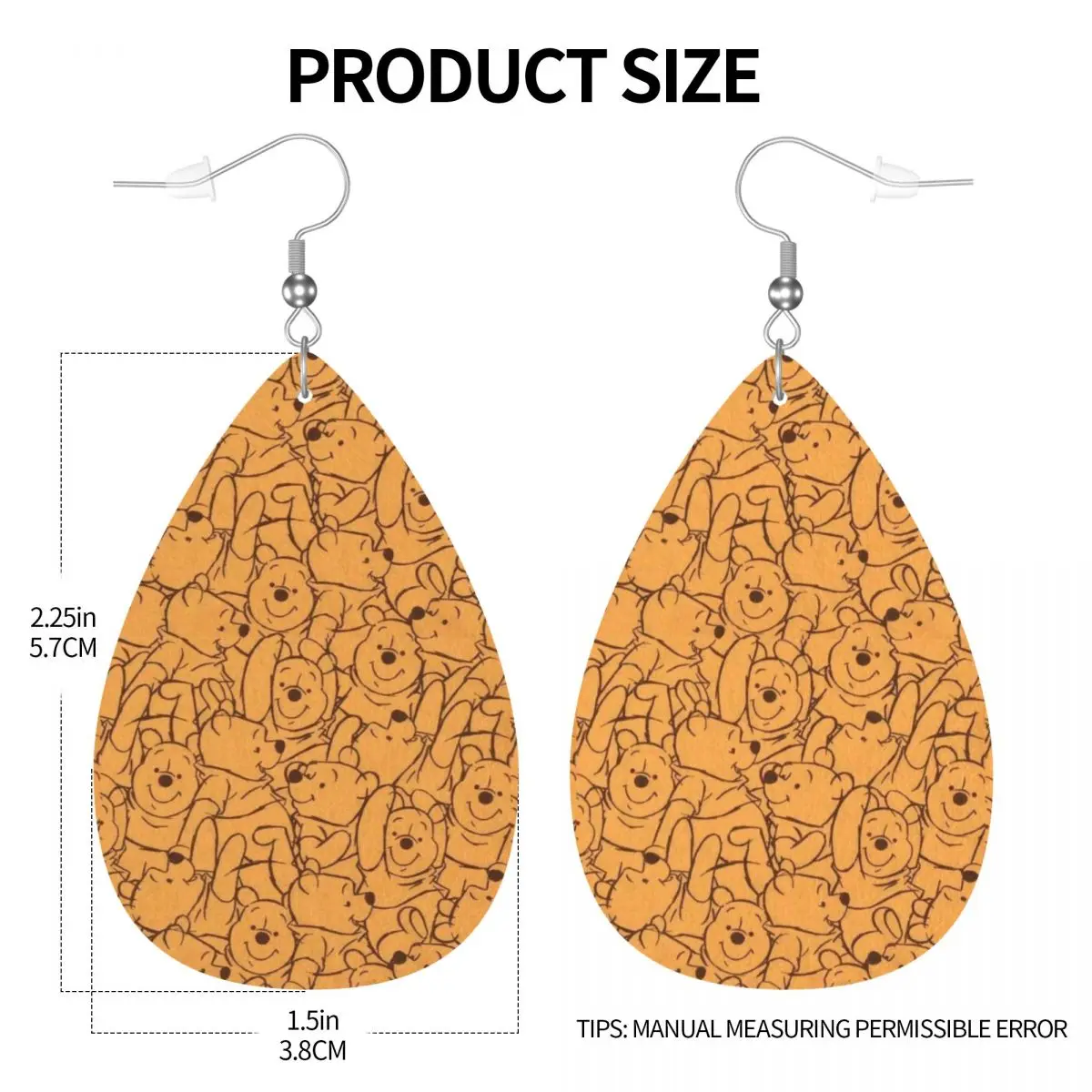 Custom Winnie The Pooh PVC Leather Earrings Dangle Earrings Jewelry For Women For Wife Mother Gift view 4