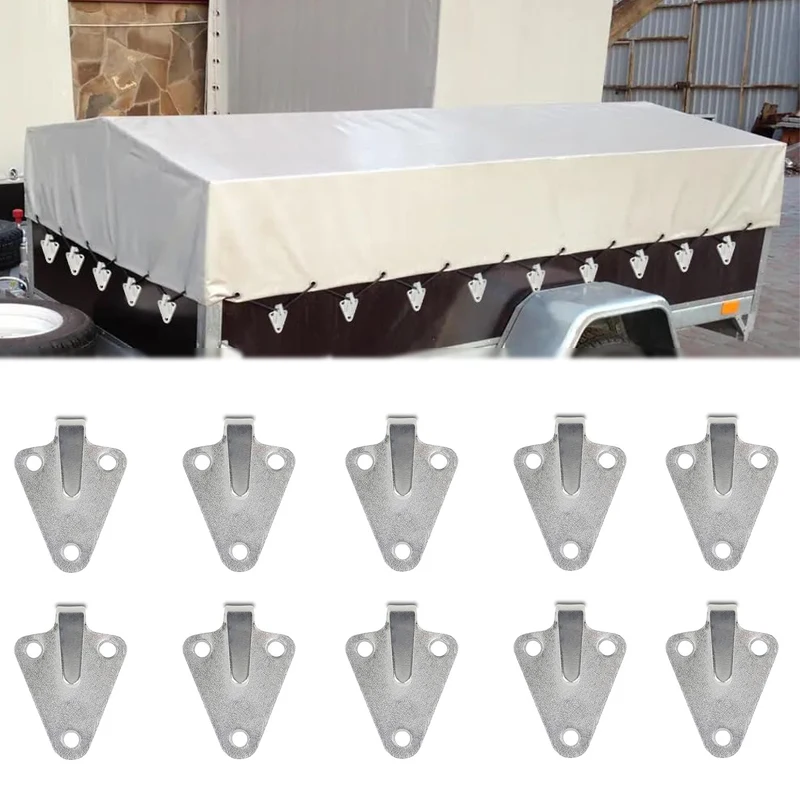 10 قطعة ثلاثة حفرة مقاوم للماء القماش المشمع هوك مقطورة ربط صافي هوك هوك لوحة من الحديد هوك مناسبة لاستبدال المقطورات