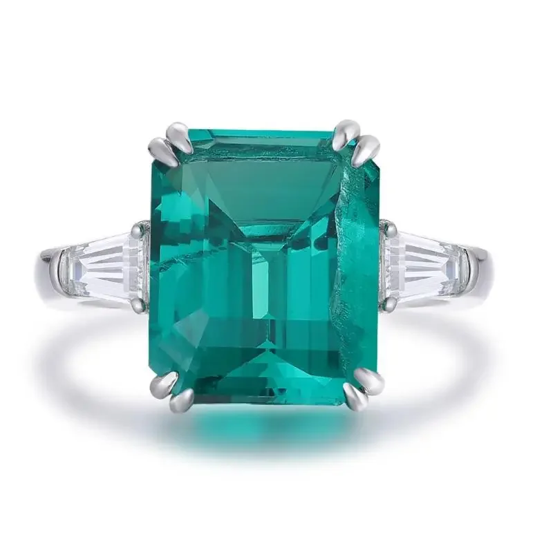 RUIF 2024 New Design S925 Silver 5.35ct Rings Lab Grown Emerald for Women Daily Wear Wedding Party