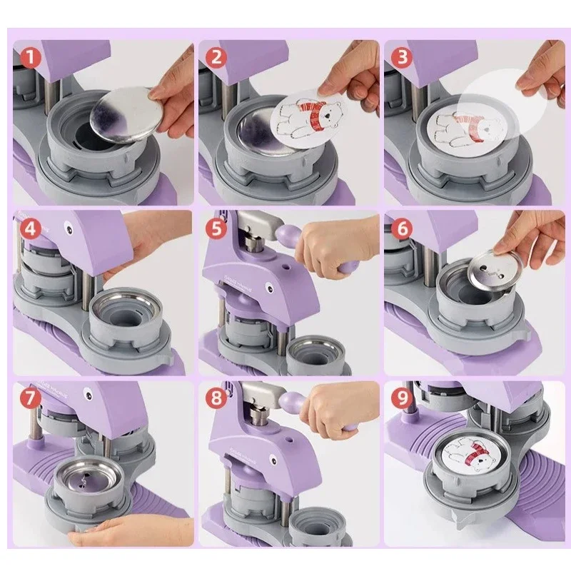 

Portable Manual Button Badge Press Machine DIY Pin Maker Kit with Circle Cutter and Full Gaskets Set