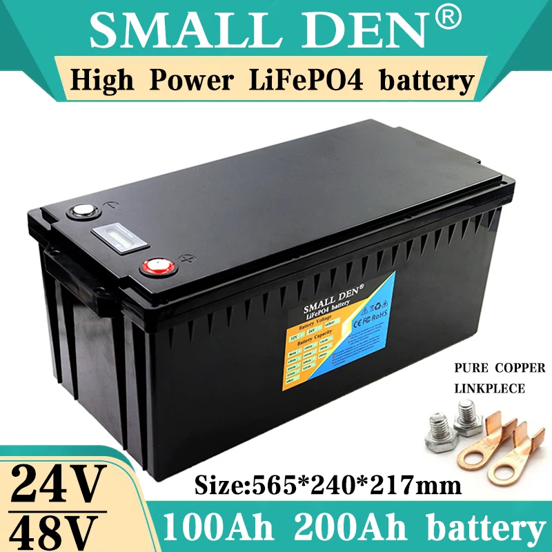 

LiFePO4 24V 200Ah 48V 100Ah Battery Pack Grade A 8000+ Cycle 4S 8S 24V 48V RV Golf Cart Boat Solar Battery EU UA NO TAX