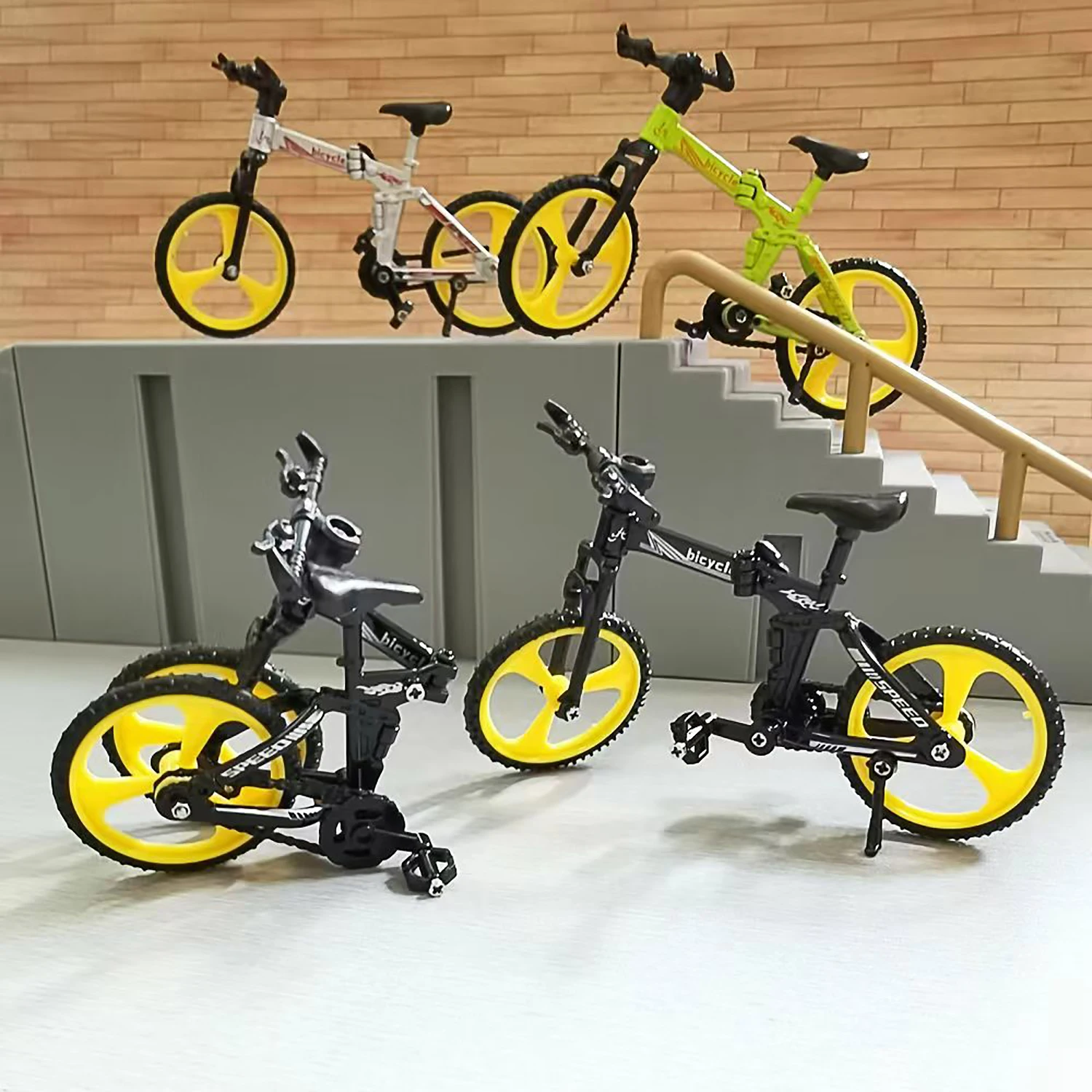 

Alloy folding bicycle model toy, mini fingertip mountain bike, novel stress relieving toy