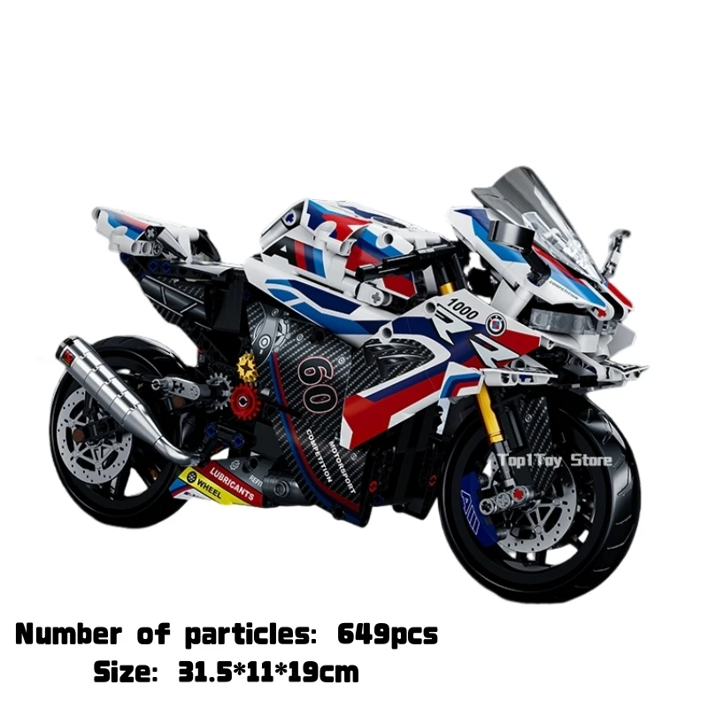 

649Pcs In Stock Technical Racing Motorcycle 1000 RR Motorbike Building Blocks Bricks Model Toys Birthday Christmas Children Gift