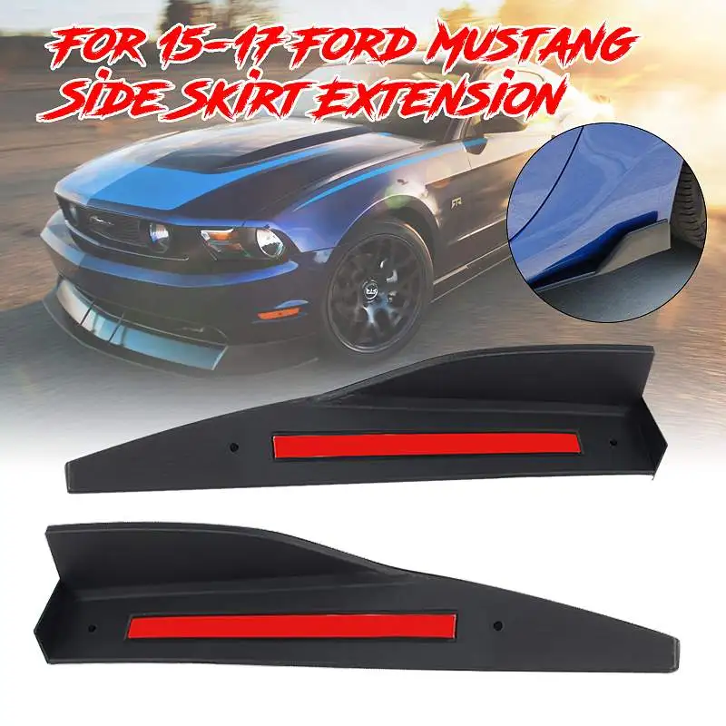 2x 36cm Car Side Skirt For Cars Extension Rocker Splitters Winglet Canard Diffuser For Ford For Mustang V3 Style 2015 2016 2017