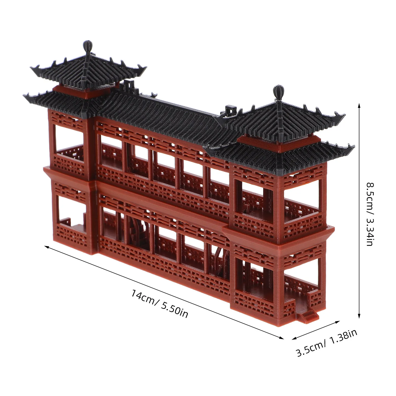 1 قطعة المشهد الصغير الصينية القديمة جناح مصغرة حديقة ديكور المنزل مكتب سطح المكتب خزان الأسماك عرض العمارة الآسيوية #4