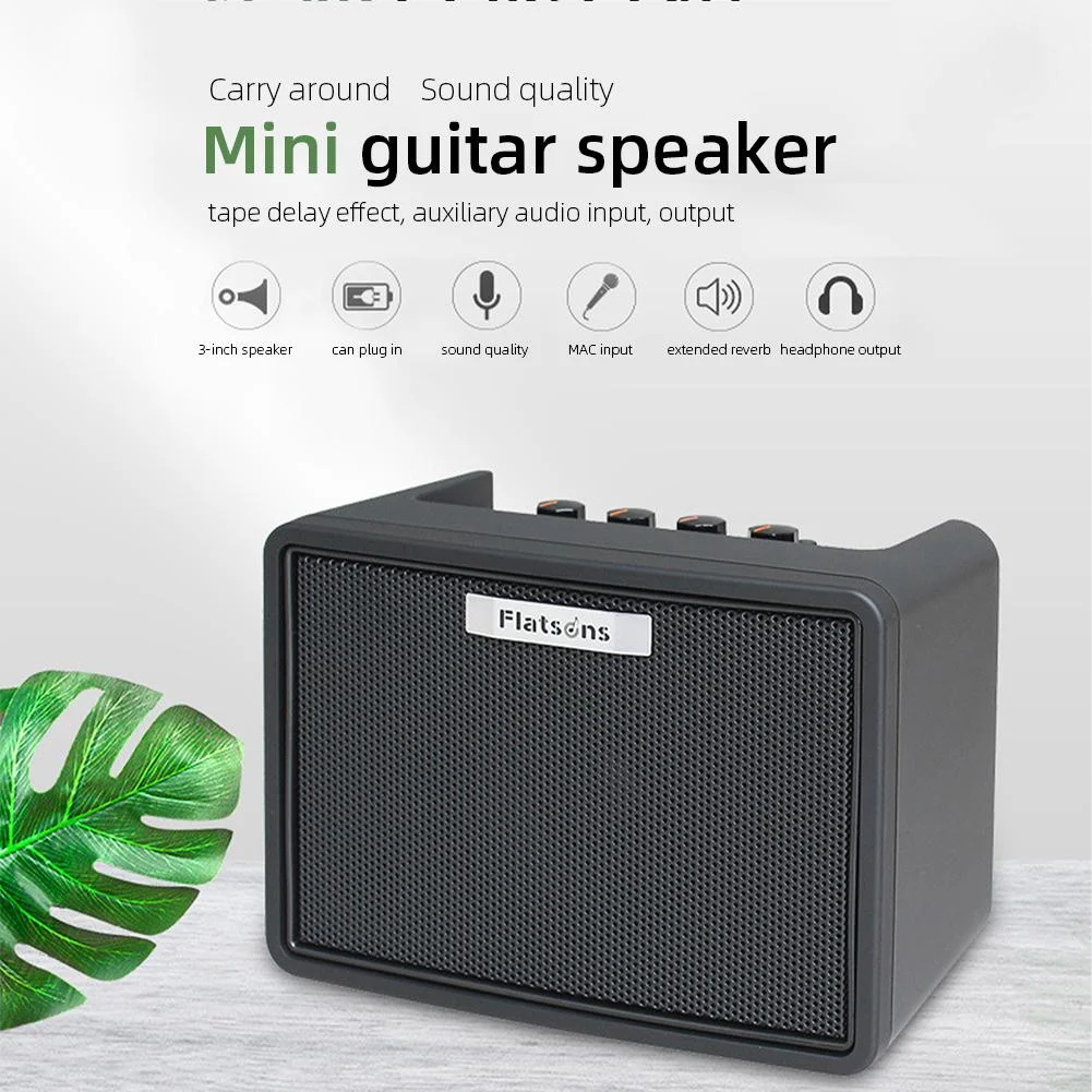 FLATSONS FGA-3 Electric Guitar Amplifier 5W 3″ Speaker Headphone Output Lightweight Portable Combo Electric Guitar Amplifier