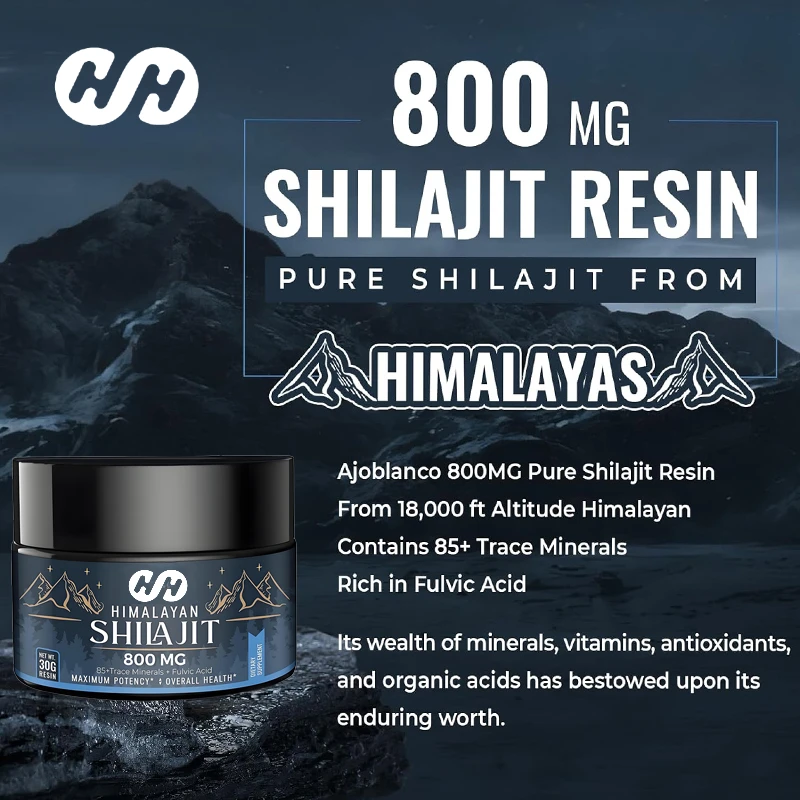 800mg Himalayan Shilajit Resin Supplement, Pure High Energy, Strength and Immunity, Male and Female, 30g