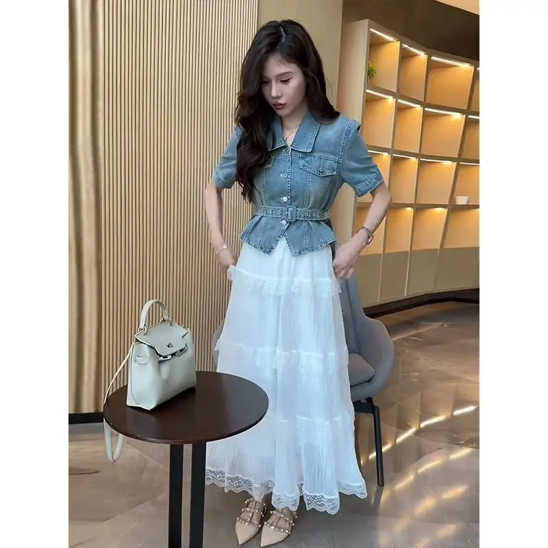 معطف الدنيم الفراء المرأة الصيف أبلى الحياكة بالون صغير الأكمام الهيب البوب جيوب الطبقات متجدد الهواء محبوك مفتوحة الجبهة خفيفة الوزن