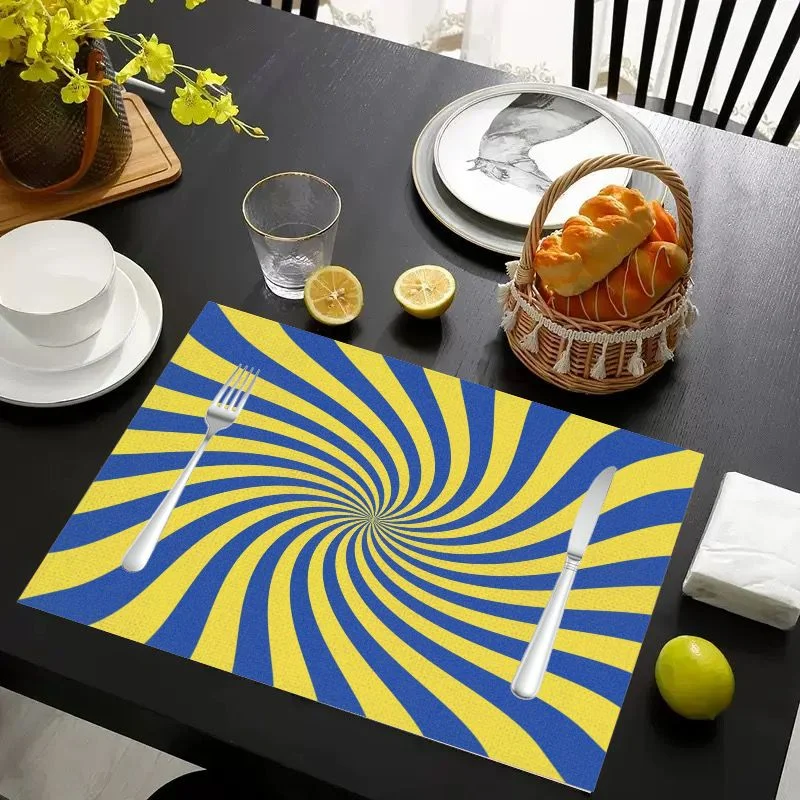 VIKAMA Christmas Placemat Yellow Blue Spiral Swirl, Waterproof Oil-Proof Heat-Resistant Dining Table Mat for Holiday Home