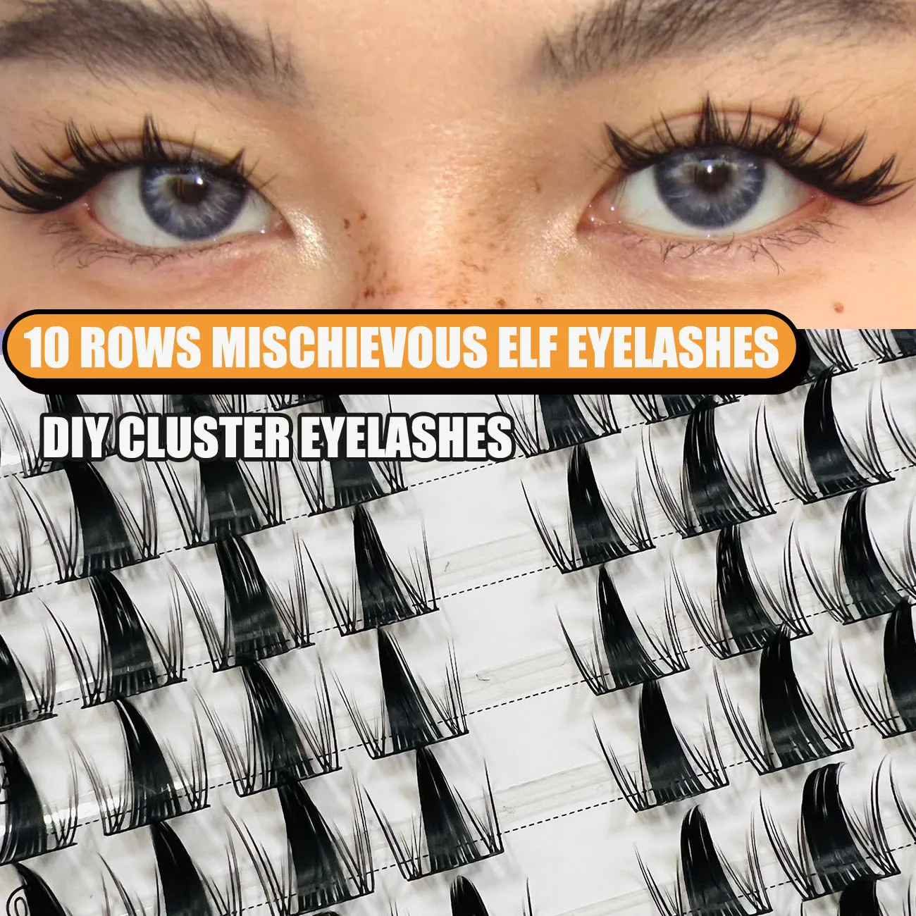 Künstliche Wimpern, 10 Reihen, falsche Wimpern, Elfen, Wimperncluster, professionelle Wimpernverlängerungen, langlebig, schöne Augen, dick