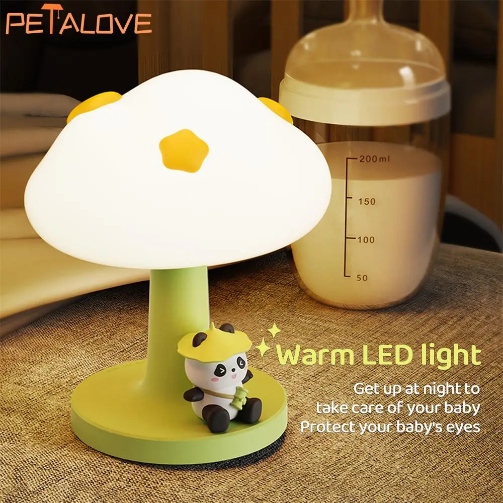 Cute Cloud Cartoon Night Light, Panda Touch Lamps, 3 modos de luz, Bedroom Bedside Lights, Decorações do quarto, Carregamento Silicone Lamps