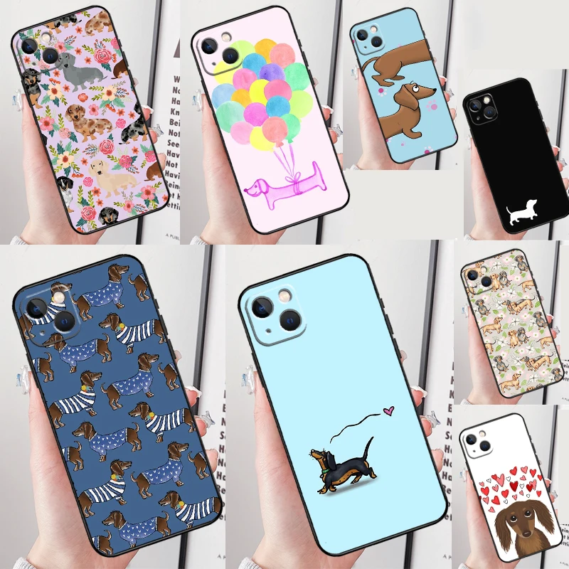 Funda de teléfono Dachshund Teckel Dackel perro para iPhone 16 Pro Max 13 12 Mini 11 14 15 Pro Max XR 16 15 Plus 16e