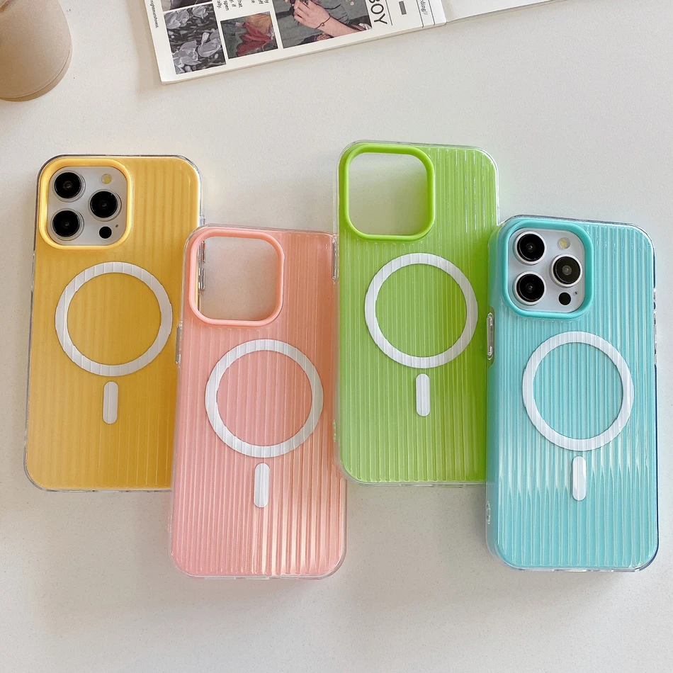 حافظة هاتف مغناطيسية Magsafe لهاتف آيفون 16 15 14 برو ماكس بلس 13 12 11 حافظة شحن لاسلكي غطاء صلب مقاوم للصدمات