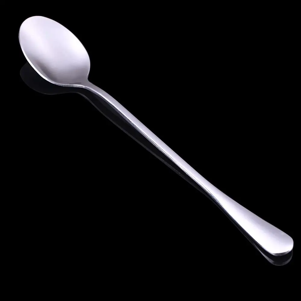 Silver Stainless Steel Long Handle Scoop Ice Cream Dessert Scoop Tea Spoon Drink Stirring Spoon Stick 20CM