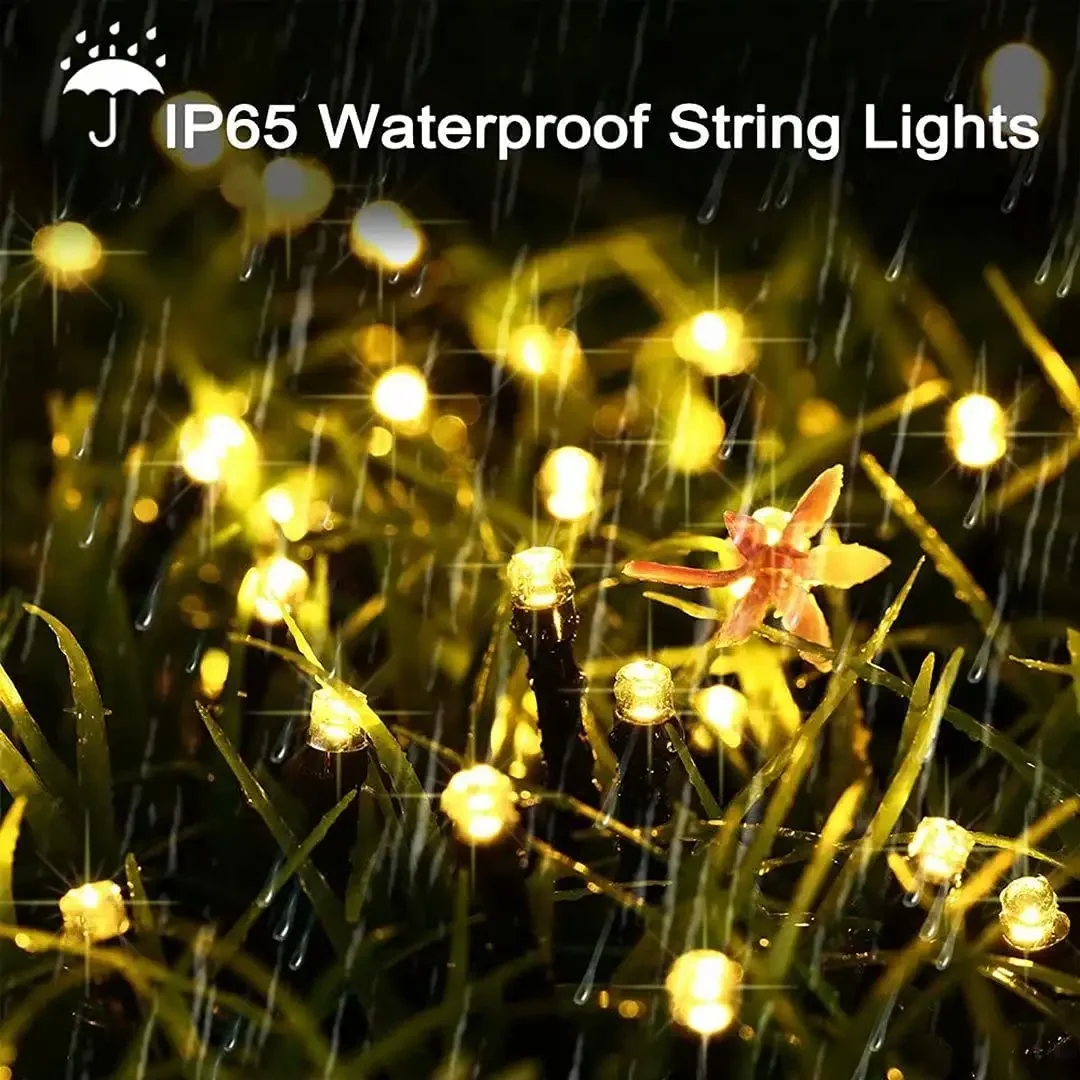 Solar String Lights Outdoor Waterproof with 8 Modes for Home Gardens,Wedding,Party,Christmas,Outdoor,Tree Decorations