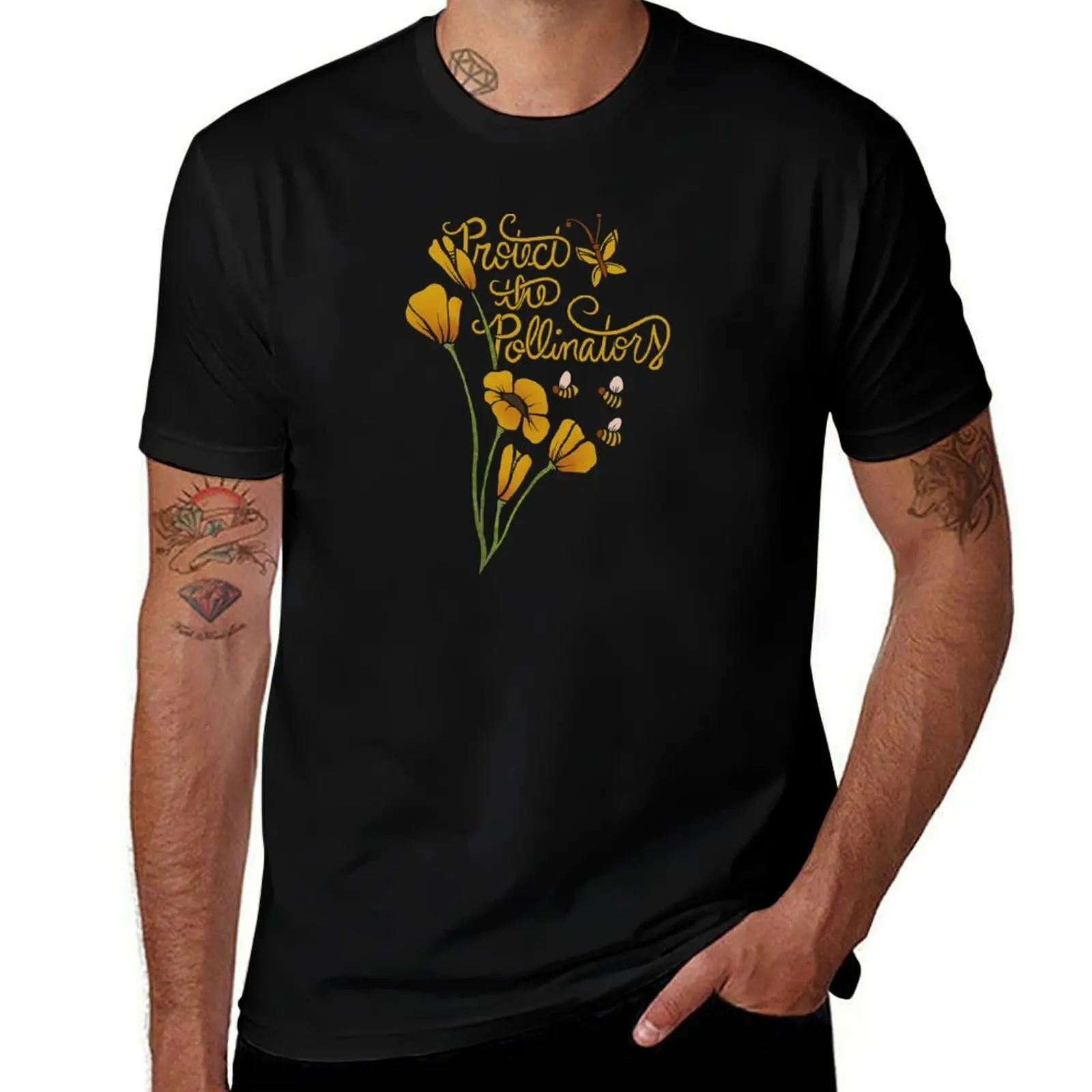Protect the pollinators T-Shirt Basic Solid Color Casual Tee Shirt