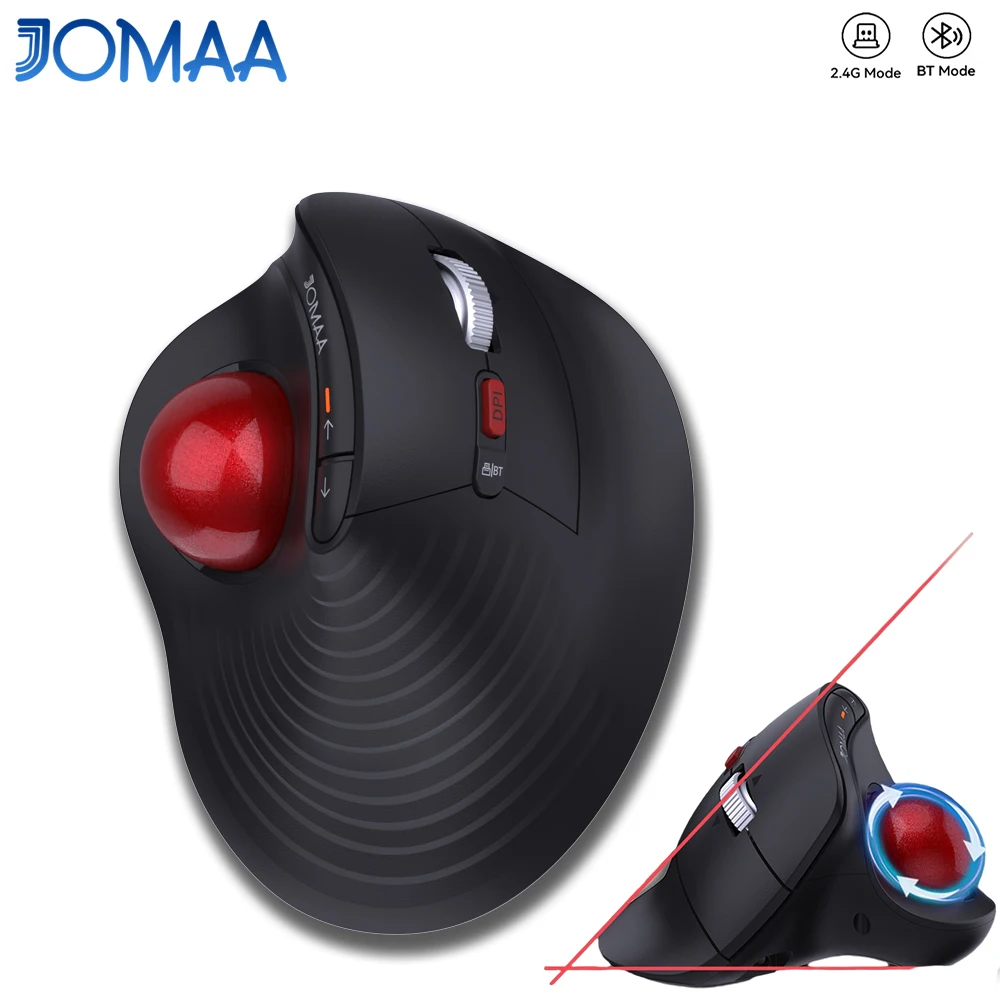 JOMAA Wireless Trackball Mouse, Ergonomic Bluetooth Rollerball Thumb Rechargeable Computer Laptop Mouse, Speed Roller,Silent