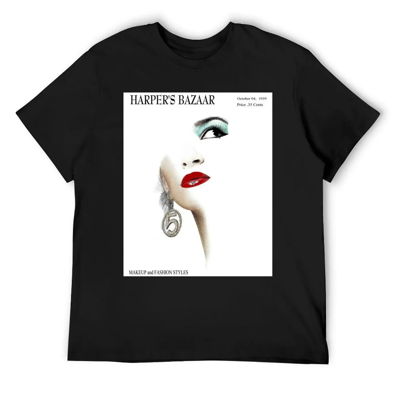 HARPERS BAZAAR : Vintage 1939 Magazine Makeup Advertising Print T-Shirt quick drying graphic shirts Men's t shirts