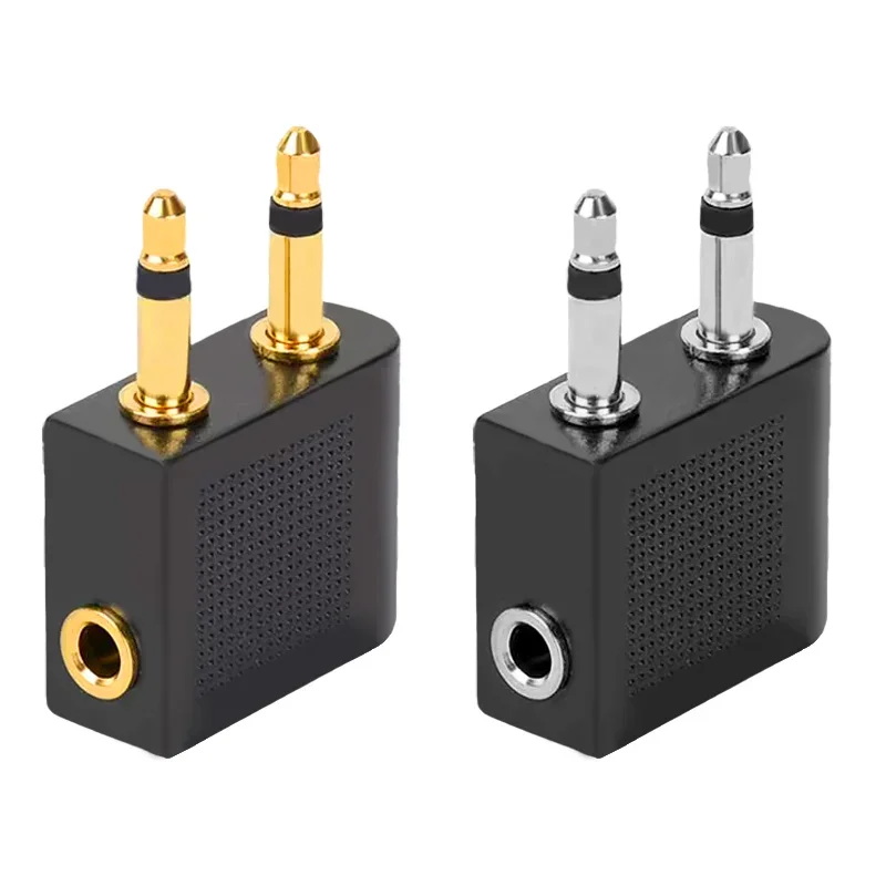 Gold-plating Nickel-plating 3way 3.5mm Dual Male Plug to Female Jack for Airline Travel Audio Earphone Headphone Converter
