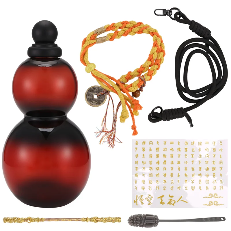 زجاجة مياه القرع (800 مل/27 أونصة) زجاجة القرع سعة كبيرة زجاجة مياه رياضية زجاجة القرع الصينية المستوحاة من الرجعية