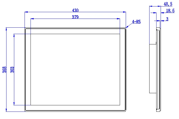 12.1 Inch New Capacitive LED/LCD Display Industrial Open Frame USB Serial DVI Interface Touch Screen  with Metal Case