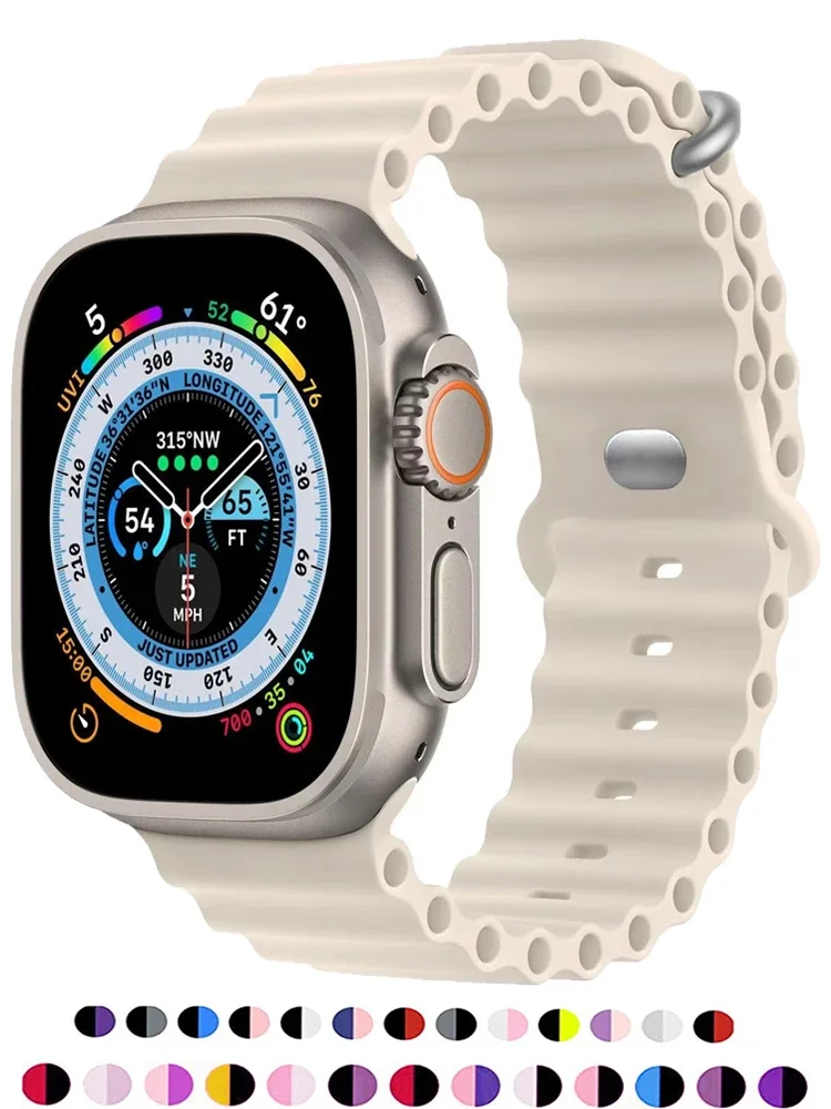 Cinturino oceanico per cinturino Apple Watch 44mm Ultra 2 49mm 45mm 42mm 38/40/41mm bracciale in silicone correa iwatch series 9 8 7 se 6 5 4 3