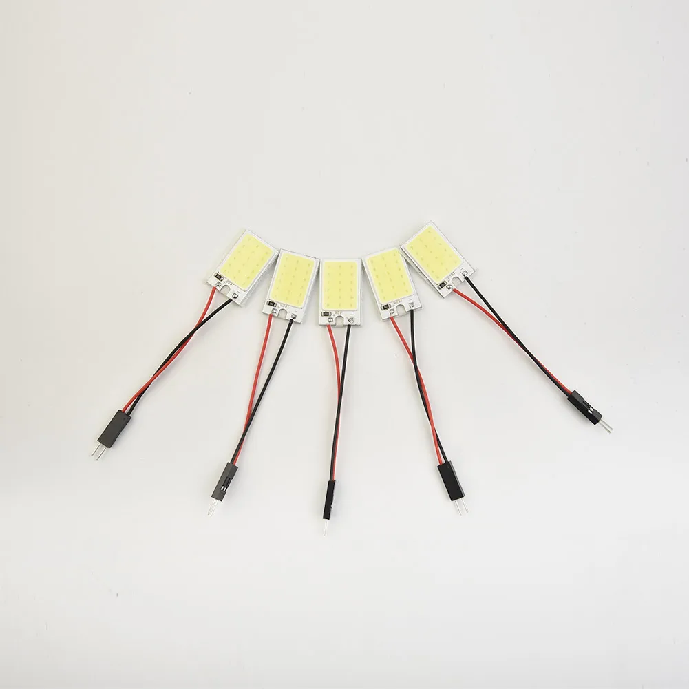 흰색 COB 18 LED 칩 패널, 자동차 인테리어 돔 전구, T10 어댑터 페스툰 12V 램프, 26mm x 16mm, 31 ~ 39mm 페스툰, 5 개