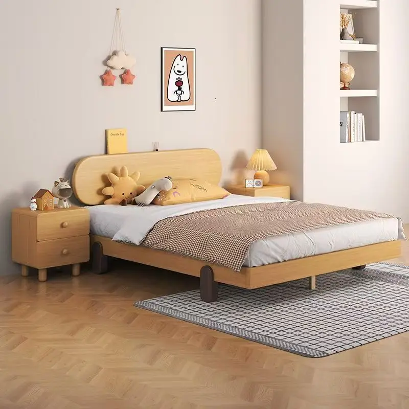 All solid wood princess household beech bed