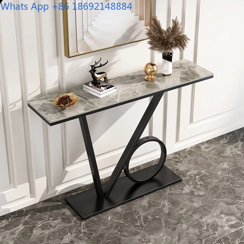 

Nordic Sintered Stone Entryway Table Light Luxury Entryway Decorative Sideboard Simple Wall-Mounted Living Room Entryway Console