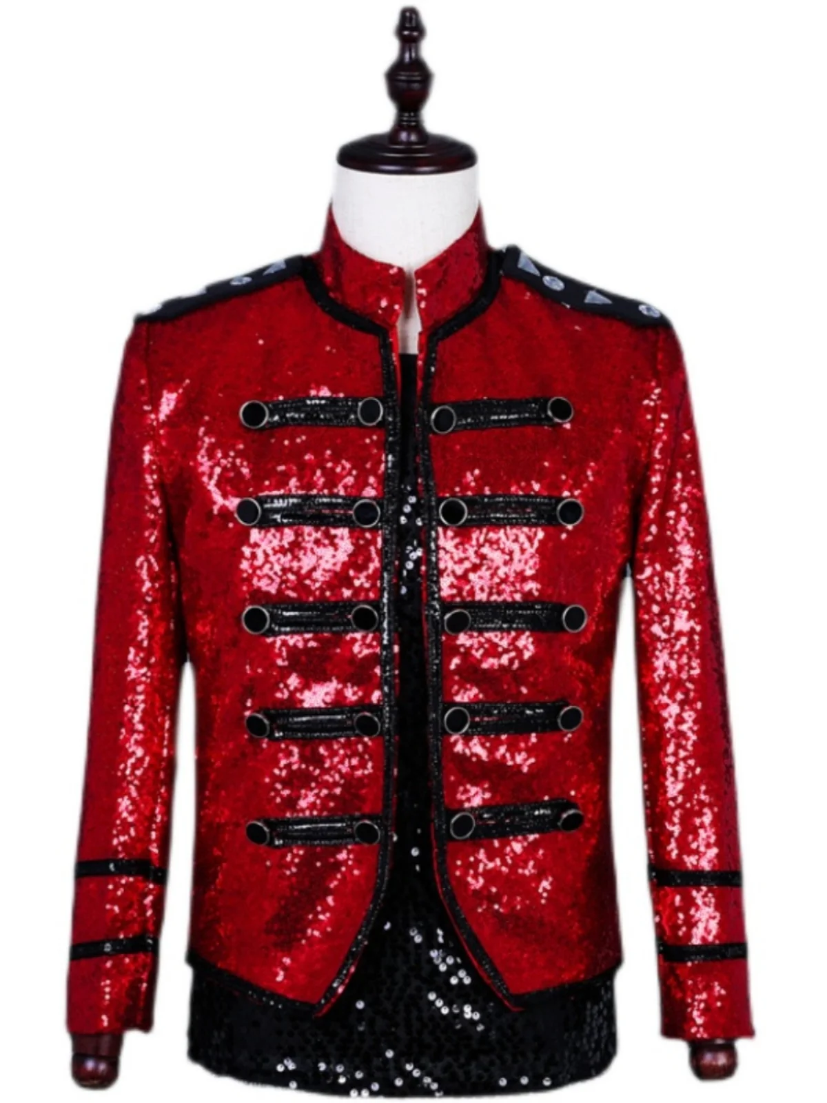 Traje informal de lentejuelas rojas para hombre, vestido de actuación en escenario, cantante, bailarina, Club nocturno, Bar, DJ, ropa de actuación