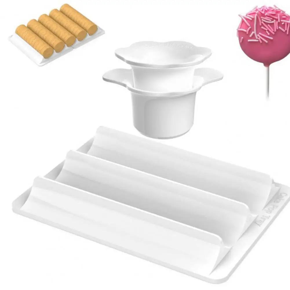 Circle Cake Pop Mold Set 1.75-Inch Round Cookie Cutter with Base Tray Plastic Cake Bar Mold Cake Stick Push Rods