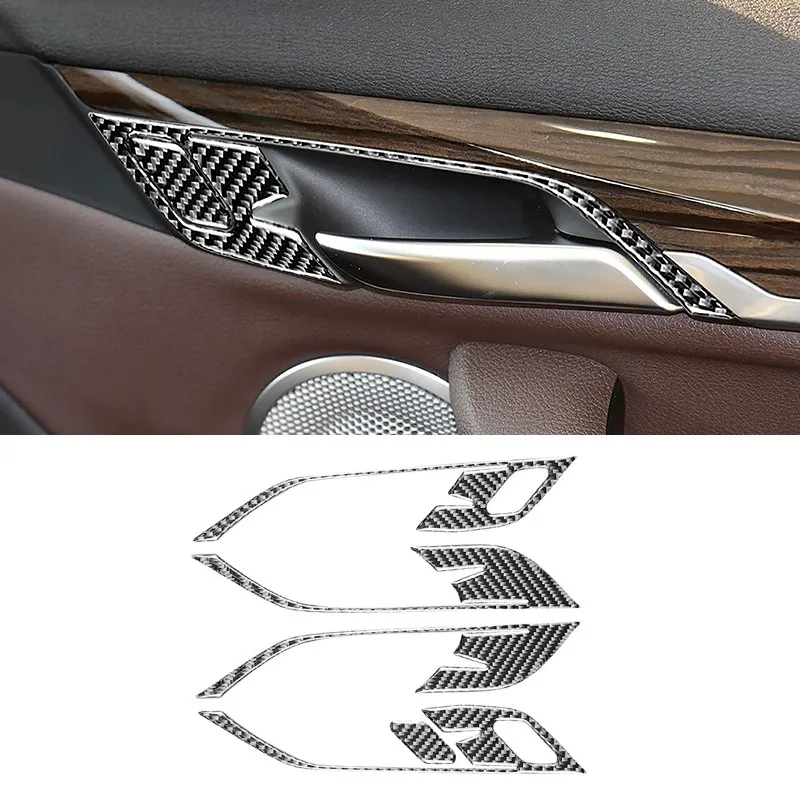 

Внутренняя дверная ручка автомобиля, панель, декоративная рамка, декоративные полоски для BMW X1 X2 F48 2016-2022, наклейки из углеродного волокна, аксессуары для интерьера
