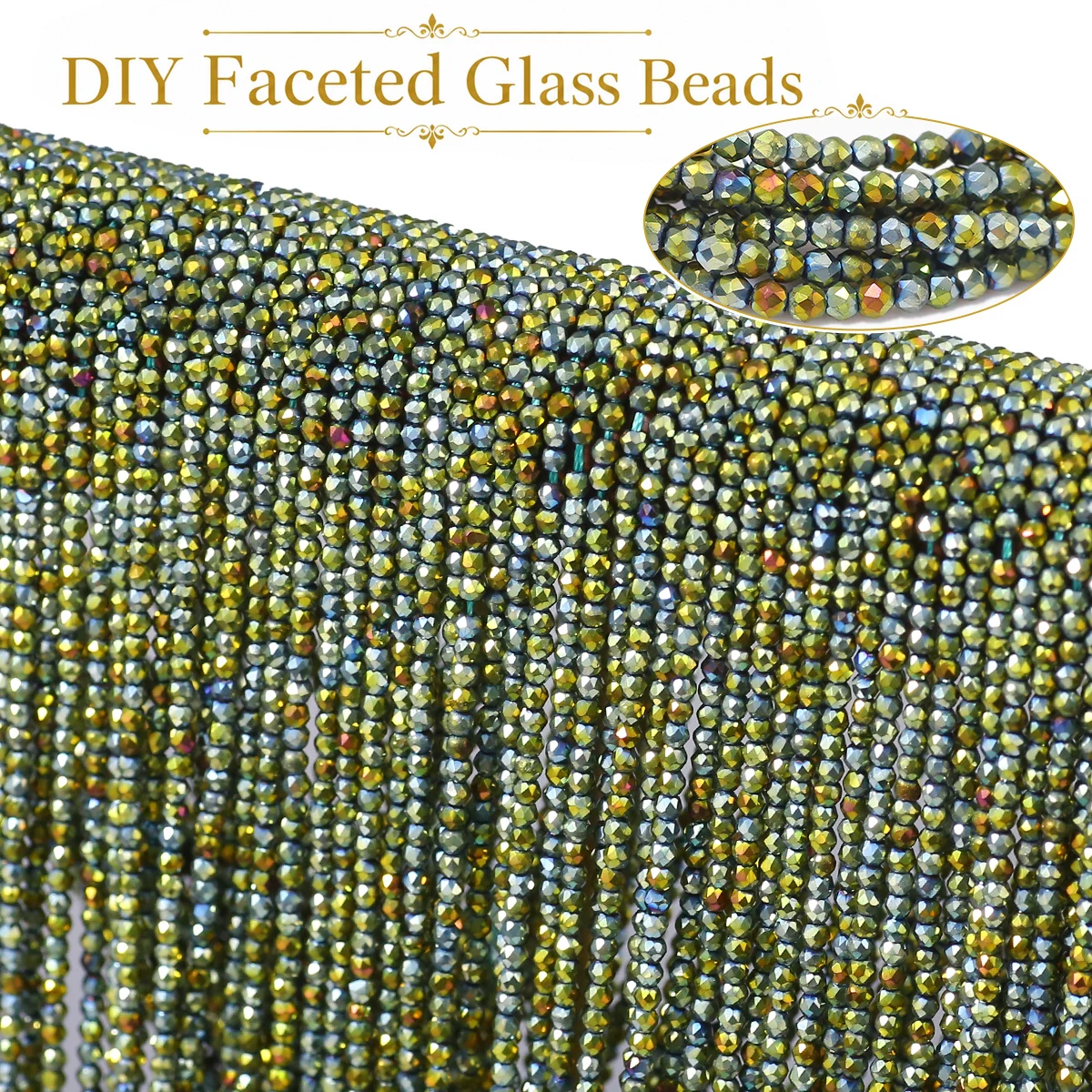 Glass Seed Beads 2Mm Jewelry Making - 2mm 180-540Pcs Dark Green Crystal Glass