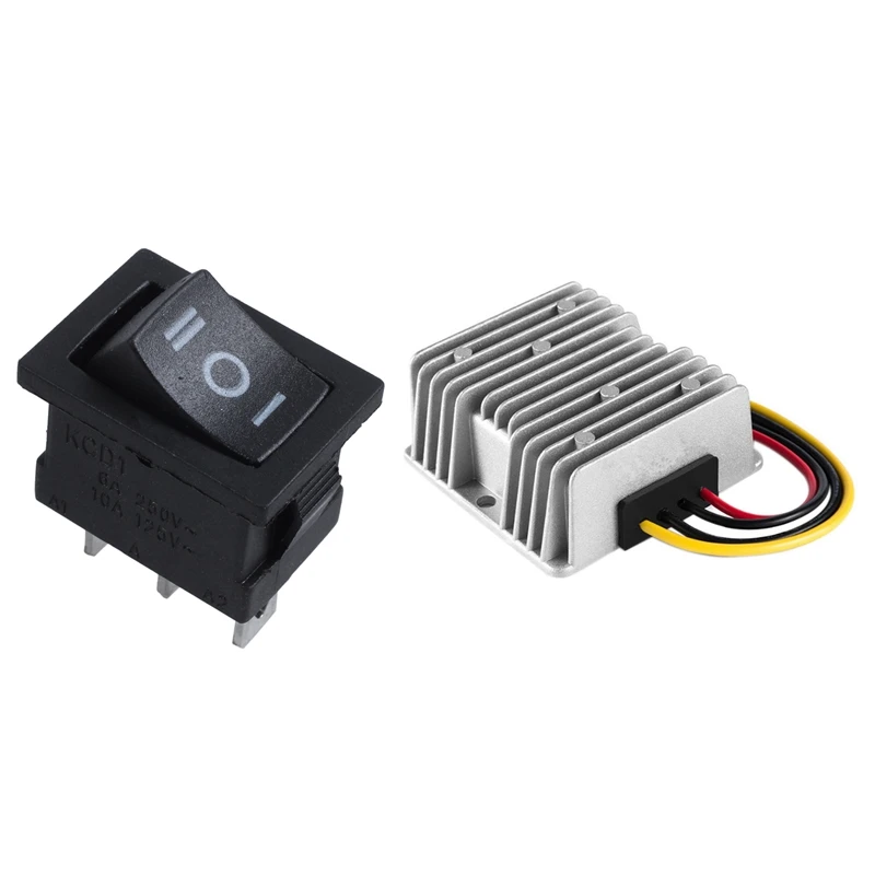 SPDT ON-OFF-ON 3 Position Snap In Boat Rocker Switch 250V/6A 125V/10A With 12V TO 24V 15A 360W Dc Converter