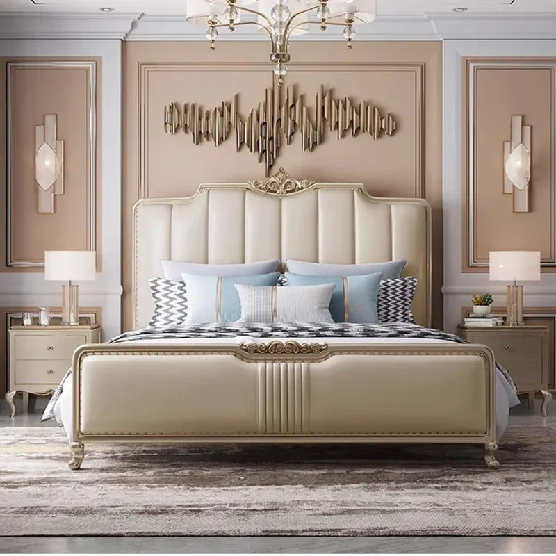 Luxury Kids Bed Double Royal Nordic King Headboard Bed Frame Double Modern Sleeping Letti Matrimoniali Bedroom Furniture