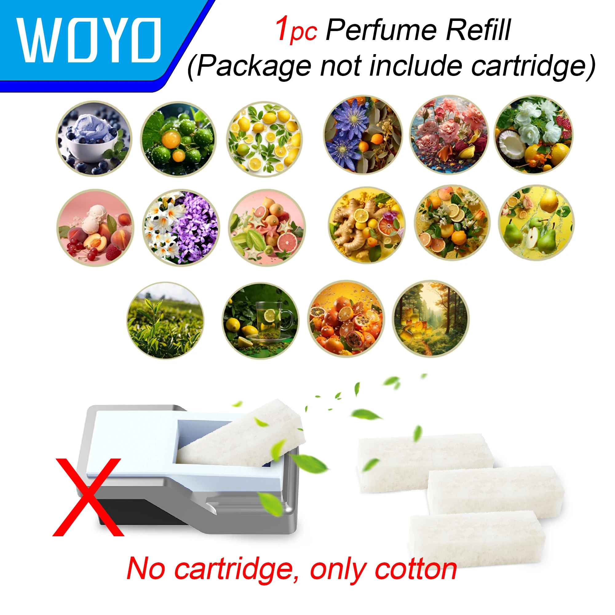 WOYO Parfüm-Baumwoll-Nachfüllungen für BMW Ambient Air Cartridge, riechen Zitrone/Bernstein/Holz, Luftduft, Road Trip, Autozubehör