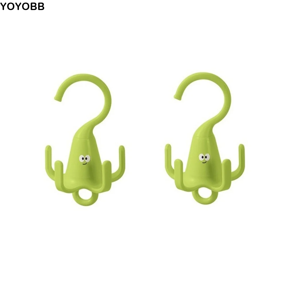 

2 Pieces Plastic 360° Rotating Clothes Hook Cartoon Decorative Five Claw Hook Space Saving Scarf Storage Rack For Wardrobe