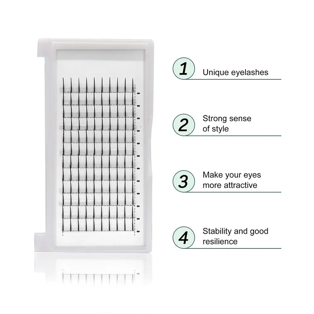 جديد 12 صفًا من الرموش ذاتية التطعيم على شكل حرف A/M ملحقات رموش صناعية مسبقة الصنع بطول مختلط رموش صناعية خرافية