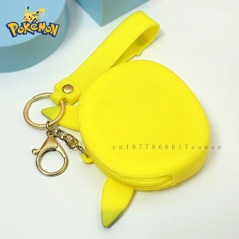 Porte-clés en silicone Pokemon Pikachu Anime, sac à main de rangement, figurines de dessin animé Messenger, joli modèle, jouets pour enfants, cadeau