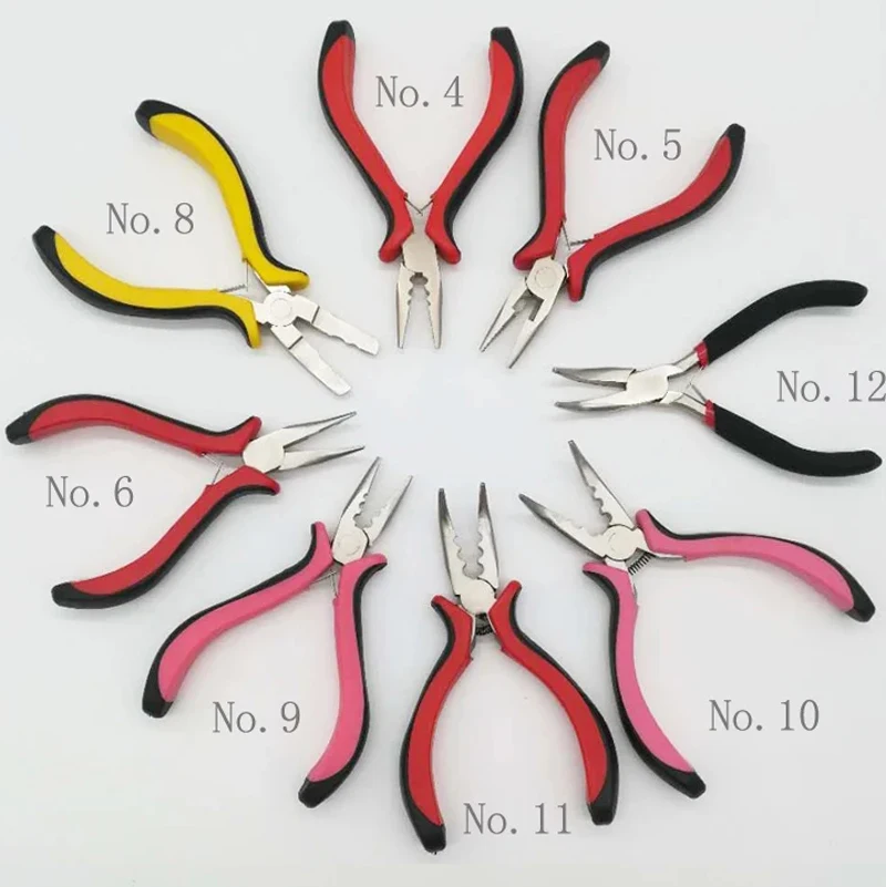 7 Tapes hair extension pliers tool kit tweezers for hair extensions nanoring Steel Hair Extension Pliers set for Hair Extensions