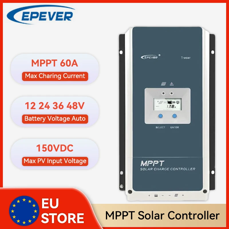 EPEVER Tracer AN 60A MPPT Regolatore di carica solare 12V 24V 36V 48V Auto 6415AN Regolatore batteria solare Max PV 150VDC